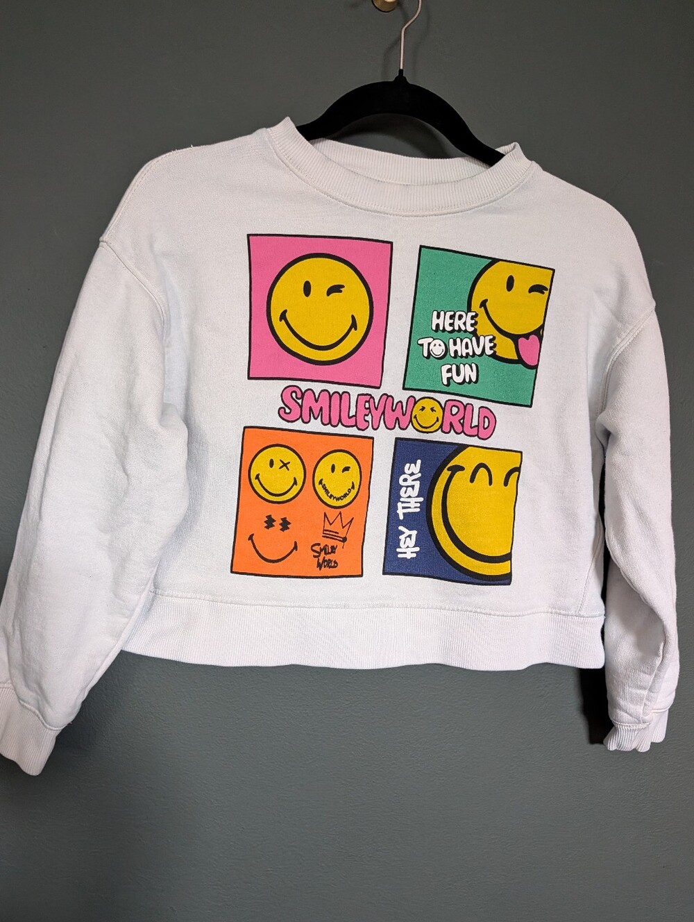 Zara White Sweatshirt Collab With Smiley World Girls 11-12